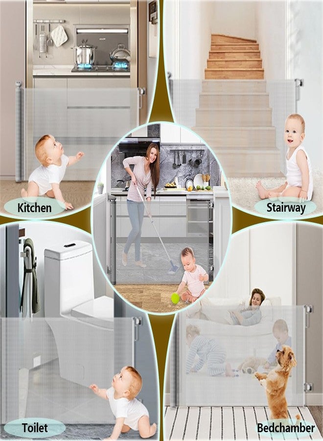 OCOELY Retractable Baby Gates for Stairs Doorways Hallways, Soft Mesh Safety Retractable Dog Gate for Pet, Indoor Or Outdoor Use, Easy Installation,33.6" Tall,Expands to 55" Wide,White - Image 5